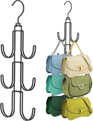 Purses Hanger Organizer for Closet, Myfolrena Metal Purse Holder for Closet Space Saving Bag Storage Hook for Hanging Handbags, Belts,Scarves,Tote,Hats,Clothes,Bags,Ties (Silver) in Saudi Arabia