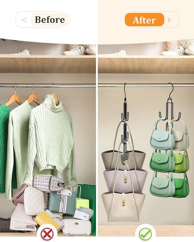 Purses Hanger Organizer for Closet, Myfolrena Metal Purse Holder for Closet Space Saving Bag Storage Hook for Hanging Handbags, Belts,Scarves,Tote,Hats,Clothes,Bags,Ties (Silver) in Saudi Arabia
