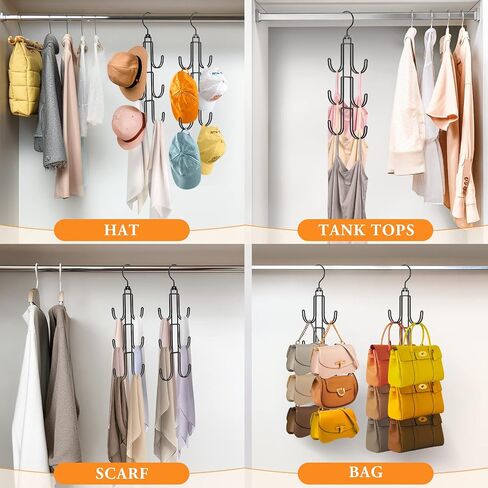 Purses Hanger Organizer for Closet, Myfolrena Metal Purse Holder for Closet Space Saving Bag Storage Hook for Hanging Handbags, Belts,Scarves,Tote,Hats,Clothes,Bags,Ties (Silver) in Saudi Arabia