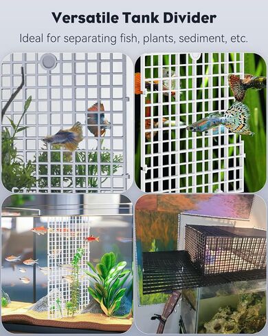 Pawfly 8 Pack Aquarium Fish Tank Divider, Plastic Aquarium Grid Divider, Egg Crate Divider Tray Grid Fish Tank Bottom Isolation Separator for Aquarium Fish and Plants, Black in Saudi Arabia