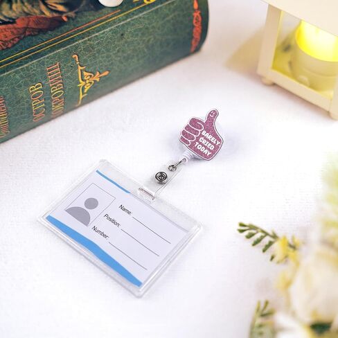 Tian Zhun Badge Reel Retractable with Alligator Clip Barely Cried Today, Acrylic Badge Holder for RN Nurse Teacher Students Child Office Workers（Blue） in Saudi Arabia