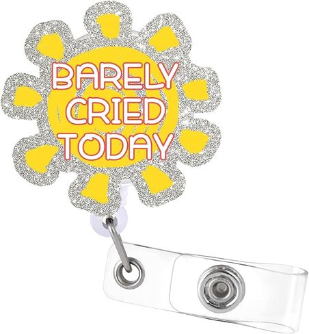 Tian Zhun Badge Reel Retractable with Alligator Clip Barely Cried Today, Acrylic Badge Holder for RN Nurse Teacher Students Child Office Workers（Blue） in Saudi Arabia