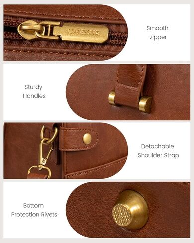 LOVEVOOK Laptop Tote Bag For Women Work, Vintage Leather Computer Bags For Laptops For Women, Waterproof Laptop Bag Business Briefcase Office Large Shoulder Handbag Purse, 15.6 Inch, Black-Beige in Kuwait