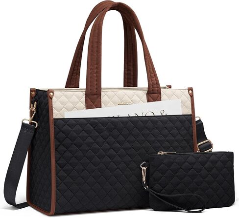 LOVEVOOK Laptop Bag for Women,15.6 Inch Laptop Tote Bag for Women,Quilted Work Tote Bags Women, Professional Computer Teacher Bag Business Bag Office Briefcase Purse,Lightweight Shoulder Bag Travel in Saudi Arabia