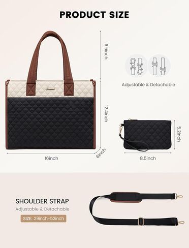 LOVEVOOK Laptop Bag for Women,15.6 Inch Laptop Tote Bag for Women,Quilted Work Tote Bags Women, Professional Computer Teacher Bag Business Bag Office Briefcase Purse,Lightweight Shoulder Bag Travel in Saudi Arabia