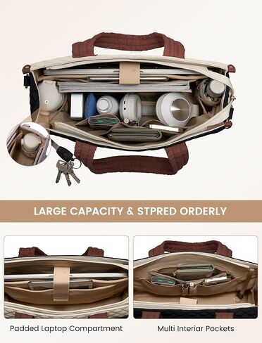 LOVEVOOK Laptop Bag for Women,15.6 Inch Laptop Tote Bag for Women,Quilted Work Tote Bags Women, Professional Computer Teacher Bag Business Bag Office Briefcase Purse,Lightweight Shoulder Bag Travel in Saudi Arabia