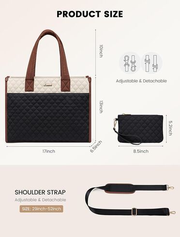 LOVEVOOK Laptop Bag for Women,15.6 Inch Laptop Tote Bag for Women,Quilted Work Tote Bags Women, Professional Computer Teacher Bag Business Bag Office Briefcase Purse,Lightweight Shoulder Bag Travel in Saudi Arabia