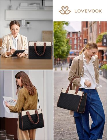 LOVEVOOK Laptop Bag for Women,15.6 Inch Laptop Tote Bag for Women,Quilted Work Tote Bags Women, Professional Computer Teacher Bag Business Bag Office Briefcase Purse,Lightweight Shoulder Bag Travel in Saudi Arabia
