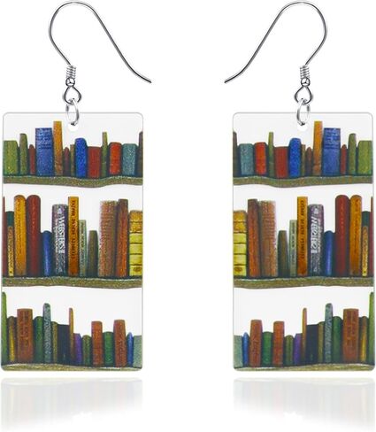 Cat Book Earrings as Book Lovers Gifts for Readers, Acrylic Dangle Earrings as Bookish Gifts for Cat Lovers, Teacher Earrings as Librarian Teacher Appreciation Graduation Back to School Gifts in Saudi Arabia