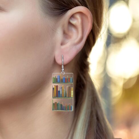 Cat Book Earrings as Book Lovers Gifts for Readers, Acrylic Dangle Earrings as Bookish Gifts for Cat Lovers, Teacher Earrings as Librarian Teacher Appreciation Graduation Back to School Gifts in Saudi Arabia