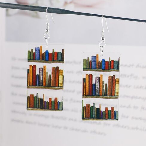 Cat Book Earrings as Book Lovers Gifts for Readers, Acrylic Dangle Earrings as Bookish Gifts for Cat Lovers, Teacher Earrings as Librarian Teacher Appreciation Graduation Back to School Gifts in Saudi Arabia