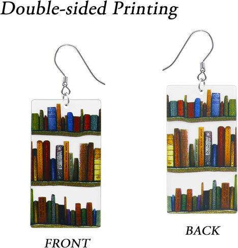 Cat Book Earrings as Book Lovers Gifts for Readers, Acrylic Dangle Earrings as Bookish Gifts for Cat Lovers, Teacher Earrings as Librarian Teacher Appreciation Graduation Back to School Gifts in Saudi Arabia
