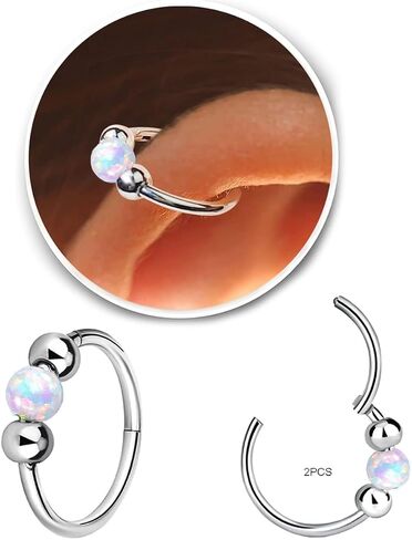 18G Hypoallergenic Small Gold Hoop Earrings for Women 14K Gold Plated Opal Cartilage Earrings Lightweight Jewelry for Tragus/Helix/Conch/Rook/Nose Multiple Piercing Huggies Earrings (8mm White Opal) in Saudi Arabia