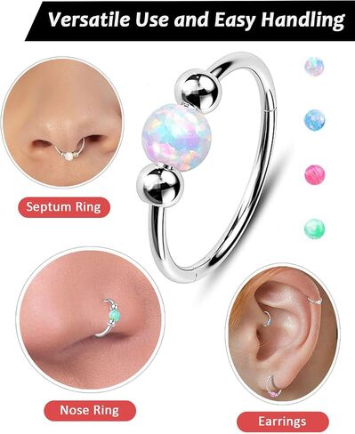 18G Hypoallergenic Small Gold Hoop Earrings for Women 14K Gold Plated Opal Cartilage Earrings Lightweight Jewelry for Tragus/Helix/Conch/Rook/Nose Multiple Piercing Huggies Earrings (8mm White Opal) in Saudi Arabia