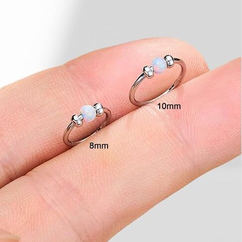 18G Hypoallergenic Small Gold Hoop Earrings for Women 14K Gold Plated Opal Cartilage Earrings Lightweight Jewelry for Tragus/Helix/Conch/Rook/Nose Multiple Piercing Huggies Earrings (8mm White Opal) in Saudi Arabia