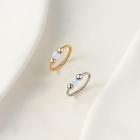 18G Hypoallergenic Small Gold Hoop Earrings for Women 14K Gold Plated Opal Cartilage Earrings Lightweight Jewelry for Tragus/Helix/Conch/Rook/Nose Multiple Piercing Huggies Earrings (8mm White Opal) in Saudi Arabia