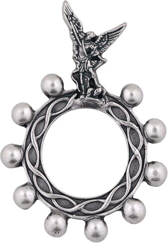 Lovely Silver-tone Saint Michael Decade Rosary Ring | Beautiful and unique Silver-Tone design | Durable Metal Finger Rosary | Wonderful Catholic Accessory in Saudi Arabia