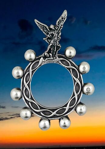 Lovely Silver-tone Saint Michael Decade Rosary Ring | Beautiful and unique Silver-Tone design | Durable Metal Finger Rosary | Wonderful Catholic Accessory in Saudi Arabia