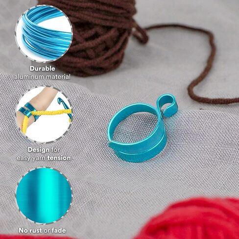 Handmade Crochet Tension Ring For Finger, Yarn Tension Ring For Crochet, Christmas Gifts For Crocheters, Knitters, Birthday Gifts For Mom (SET 4, Adjustable) in Saudi Arabia