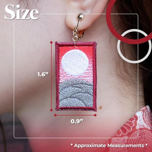 Color Stitch Hanafuda Design Drop Dangle Embroidered Earrings Handmade Colorful Fabric Art Earrings Trendy Statement Jewelry for Women in Saudi Arabia