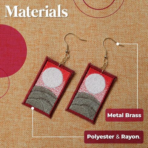 Color Stitch Hanafuda Design Drop Dangle Embroidered Earrings Handmade Colorful Fabric Art Earrings Trendy Statement Jewelry for Women in Saudi Arabia