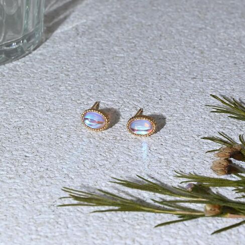 Tiny Silver Moonstone Stud Earrings Sterling Silver Post Earrings Beautiful Oval Gemstone Earrings Birthstone Earrings for Women Trendy Moonstone Jewelry for Gift in Saudi Arabia