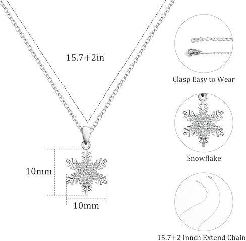 قلادة فضية صغيرة على شكل ندفة الثلج تشيكوسلوفاكيا على شكل ندفة الثلج قلادة عيد الميلاد للنساء العصرية in Kuwait