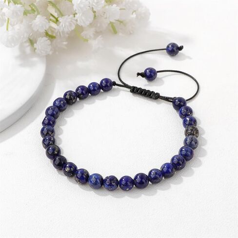 Lapis Lazuli Bracelets for Women 6mm Adjustable Lapis Lazuli Crystal Bracelet Blue Beaded Bracelet Healing Bracelets Blue Crystal Bracelet Natural Stone Bracelets Lapis Lazuli Jewelry for Women in Kuwait