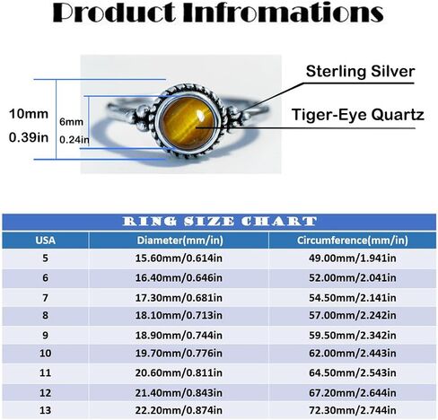 6mm Mini Natural Blue Lapis Lazuli Quartz Stone Ring,Retro Antique Vintage S925 Sterling Silver Tiny Cute Dainty Small Round Real Gemstone Crystal Thin Ring Jewelry for Women (A10_Lapis Lazuli, 7) in Saudi Arabia
