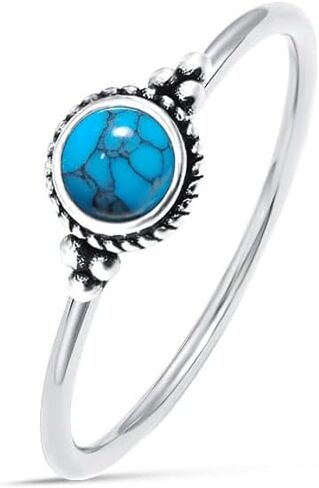 خاتم حجر كوارتز عين النمر الأصفر الطبيعي الصغير 6 مم، خاتم عتيق عتيق S925 من الفضة الاسترليني صغير لطيف وأنيق صغير مستدير من الأحجار الكريمة الحقيقية والكريستال خاتم رقيق للنساء (A12_Tiger-Eye Quartz، 7) in Kuwait