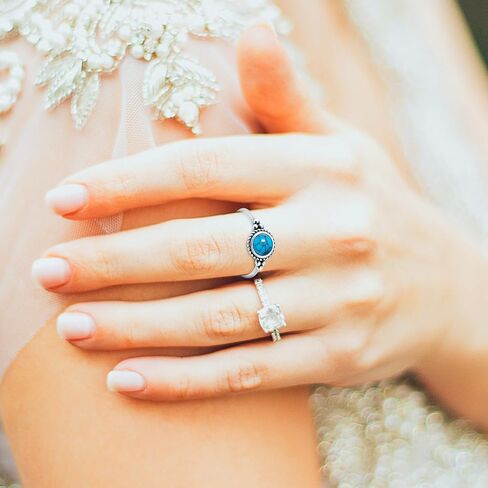 خاتم حجر كوارتز عين النمر الأصفر الطبيعي الصغير 6 مم، خاتم عتيق عتيق S925 من الفضة الاسترليني صغير لطيف وأنيق صغير مستدير من الأحجار الكريمة الحقيقية والكريستال خاتم رقيق للنساء (A12_Tiger-Eye Quartz، 7) in Kuwait