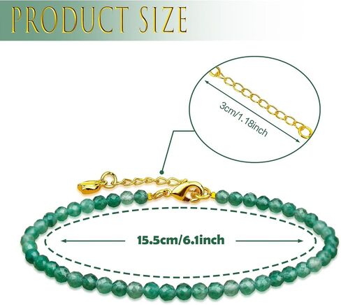BONNY BOXX Natural Genuine Gemstone Faceted Round Beads Bracelets, 3mm Adjustable Stretchy Tiny Faceted Black Obsidian Bracelet, Healing Crystal Reiki Chakra Dainty Jewelry Fashion Gifts in Saudi Arabia