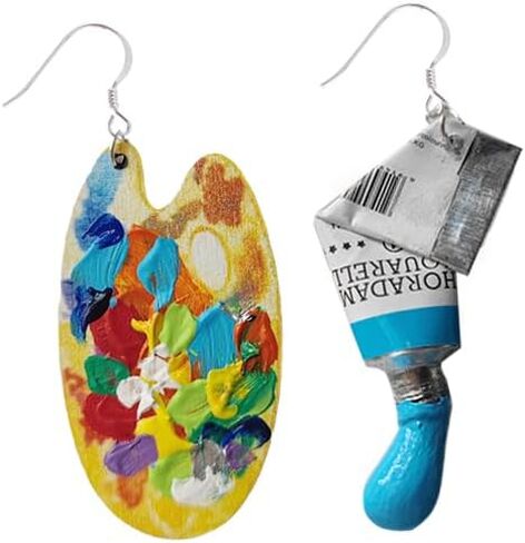Artist Earrings,Made of real paint Tube,Unique Paint Palette Dangle Earrings for Women Girls Artist Gift,Painter Teacher Art Gifts (Blue paints + palette) in Saudi Arabia