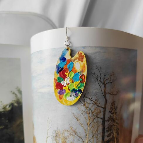 Artist Earrings,Made of real paint Tube,Unique Paint Palette Dangle Earrings for Women Girls Artist Gift,Painter Teacher Art Gifts (Blue paints + palette) in Saudi Arabia