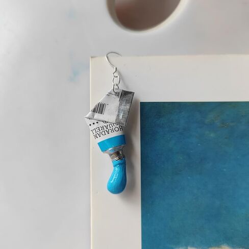 Artist Earrings,Made of real paint Tube,Unique Paint Palette Dangle Earrings for Women Girls Artist Gift,Painter Teacher Art Gifts (Blue paints + palette) in Saudi Arabia