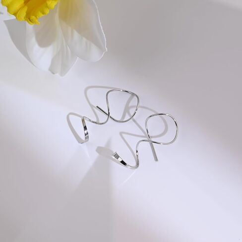Short Spiral Threader Earrings 925 Sterling Silver Earrings Pull Through Earrings Hypoallergenic Twisted Curved Handmade Earrings Drop Dangle Earrings for Women in Saudi Arabia