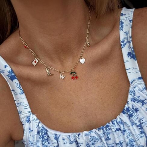 Initial Necklace Gold Charm Necklaces for Women Handmade Letter Custom Jewelry for Women Gifts Trendy Stuff Initial Stockings Christmas Necklace Womens Gifts for Christmas in Saudi Arabia