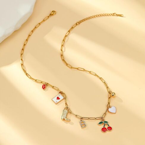 Initial Necklace Gold Charm Necklaces for Women Handmade Letter Custom Jewelry for Women Gifts Trendy Stuff Initial Stockings Christmas Necklace Womens Gifts for Christmas in Saudi Arabia