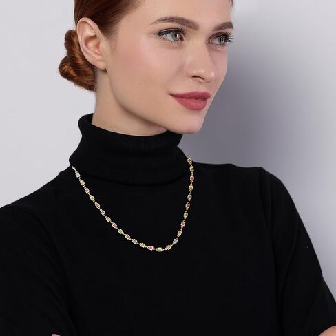 قلادة من الخرز الكريستالي الملون المطلي بالذهب 18 قيراط، متعددة الألوان مكعبة الزركونيوم، قلادة قوس قزح للنساء العصرية in Kuwait