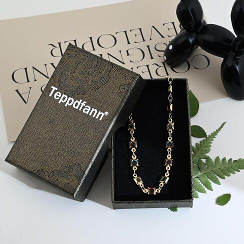 قلادة من الخرز الكريستالي الملون المطلي بالذهب 18 قيراط، متعددة الألوان مكعبة الزركونيوم، قلادة قوس قزح للنساء العصرية in Kuwait