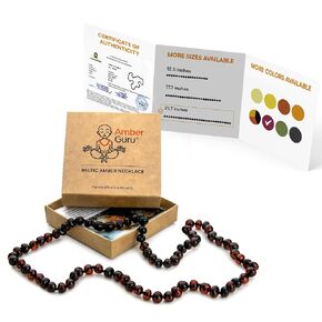 Baltic Amber Necklace for Women and Men (Authentic, Certified) - 21.7 inches, Cherry (Polished) - Unisex Amber Jewelry for Adults - Amber Bead Necklace by Amber Guru