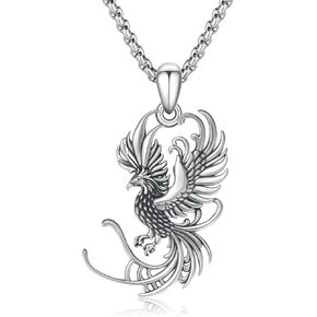 OHAYOO Phoenix Necklace Sterling Silver Phoenix Rising Pendant Necklace Phoenix Jewelry Gift for Women