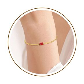 Birthstone Bracelets for Women Girls, Dainty 18K Gold Plated Non Tarnish Trendy Simple Cubic Zircon Adjustable Bracelet Jewelry Gifts for Her Mom Wife Girlfriend (November(Citrine))