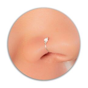 White Opal Silver Nose Hoop Piercing 24g - Thin 925 Sterling Silver Nose Ring 24 Gauge-INNER DIAMTER 0.3 Inches 7mm -Small Nose Hoop - Handmade Nose Ring- Elegant Design - Comes In A Gift Package