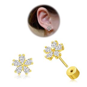 1Pair 20g Gold Flat Back Earrings for Women 316L Surgical Stainless Steel Hypoallergenic Stud Earrings push-in Lobe stud Earrings Cartilage stud Earrings Piercing Jewelry