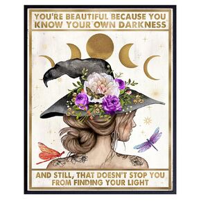 Witchy Inspirational Wall Decor for Women - Pagan Gothic Wall Art - Witchcraft Wiccan Decor - Positive Sayings Quotes Witch Decor - Encouraging Gifts - Motivational Posters for Women - UNFRAMED 8x10