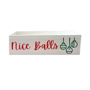 Nice balls bathroom decor. Christmas bathroom decor. Funny Christmas. Toilet paper storage. 12x4.88x3.62 inch wooden box. White red green. Christmas balls.