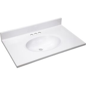 Design House 586198 Cultured Marble Vanity Top 31x19, Solid White
