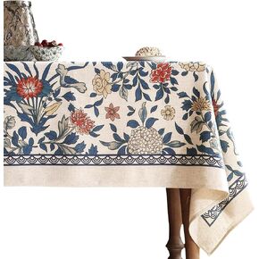 patdrea Designer French Table Cloth Rectangle Table,Green Spring Summer Linen Tablecloth,Yellow Birds and Green Leaves Pattern Tablecloths,Decor Kitchen Dining Christmas Banquet 55"x 71"