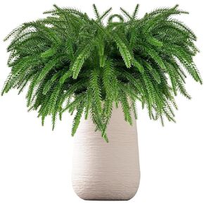 12Pcs Christmas Real Looking Norfolk Pine Branches, 18 Inch Norfolk Pine Stems Artificial Branches for Wreath DIY and Home Decor for Xmas (12Pcs)